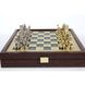 SK3GRE Manopoulos Greek Roman Period chess set with gold-silver chessmen/Green chessboard on wooden box 27cm 5