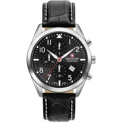 Часы наручные мужские Swiss Military-Hanowa 06-4316.04.007 кварцевые, черный ремешок из кожи, Швейцария