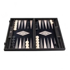 BSB1Manopoulos Handmade Inlaid Backgammon Pearly Grey Vavona Large with side racks