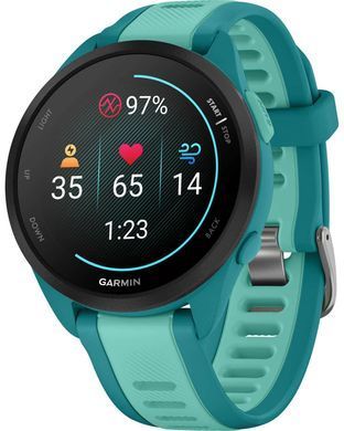 Смарт-часы Garmin Forerunner 165 Music, силиконовый ремешок цвета бирюзовый/аква