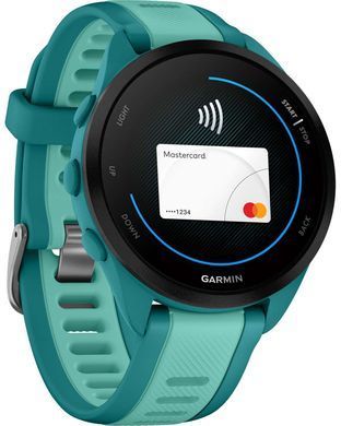 Смарт-часы Garmin Forerunner 165 Music, силиконовый ремешок цвета бирюзовый/аква