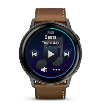 Смарт-годинник Garmin Venu 4 (45 мм) сланцевий із чорним силіконовим ремінцем і коричневим шкіряним ремінцем