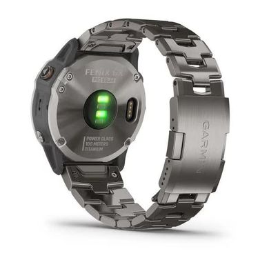 Смарт-годинник Fenix 6X Pro Solar титановий сріблястий з титановим ремінцем