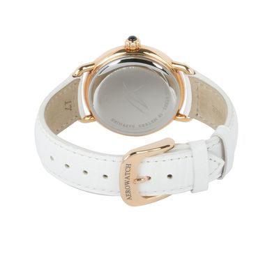 Часы наручные женские Aerowatch 43960 RO01 кварцевые с фазой Луны, ремешок кожаный белый