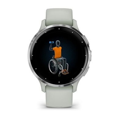 Смарт-годинник Garmin Venu 3s, сталевий сріблястий безель із сірим корпусом та силіконовим ремінцем