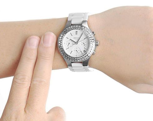 Часы-хронограф наручные женские DKNY NY2223 кварцевые, сталь/керамика, многофункциональные, США