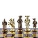 S12CRED Manopoulos Medieval Knights chess set with bronze-gold chessmen / Red chessboard 3