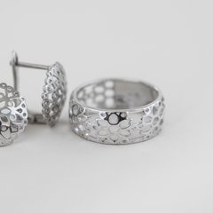 Серебряное кольцо без камней Кружево с цветами 16