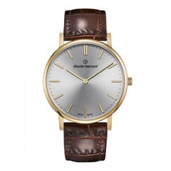 Часы наручные унисекс Claude Bernard 20219 37J AID, кварц, коричневый кожаный ремешок с тиснением "крокодил"