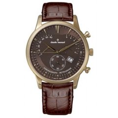 Часы наручные мужские Claude Bernard 01506 37R BRIR, кварцевый хронограф с датой и тахиметром, кожаный ремешок