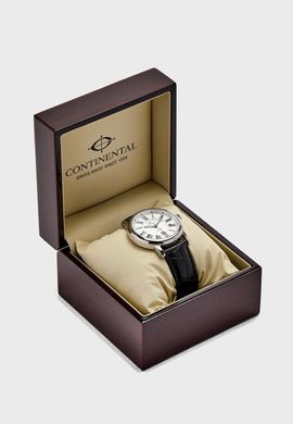 Часы наручные мужские Continental 24090-GD154110 кварцевые с индикатором заряда, черный ремешок из кожи