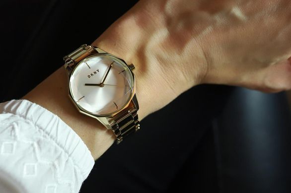 Часы наручные женские DKNY NY2823 кварцевые, с граненым стеклом, цвет желтого золота, США