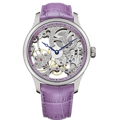 Часы наручные женские Aerowatch 57981 AA15 механические (скелетон), сиреневый ремешок из кожи