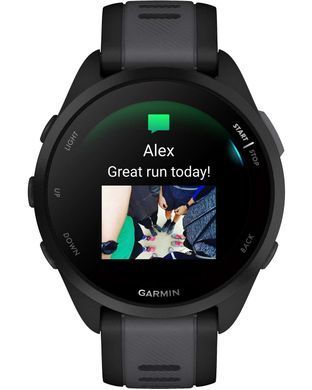 Смарт-часы Garmin Forerunner 165 Music, черный/сланцево-серый силиконовый ремешок