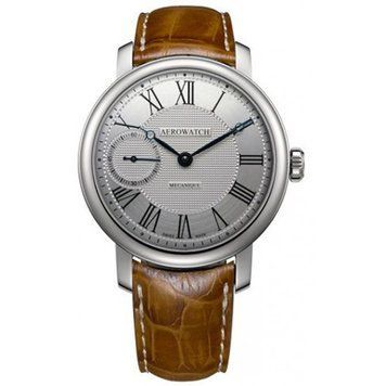 Годинники наручні чоловічі Aerowatch 50931 AA06, механіка з ручним заводом, мала секунда, коричневий ремінець