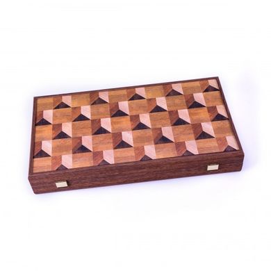 BXL1GWM Handmade Wooden Backgammon Geometrical wood motif with Side Стійки