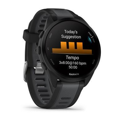 Смарт-часы Garmin Forerunner 165 Music, черный/сланцево-серый силиконовый ремешок