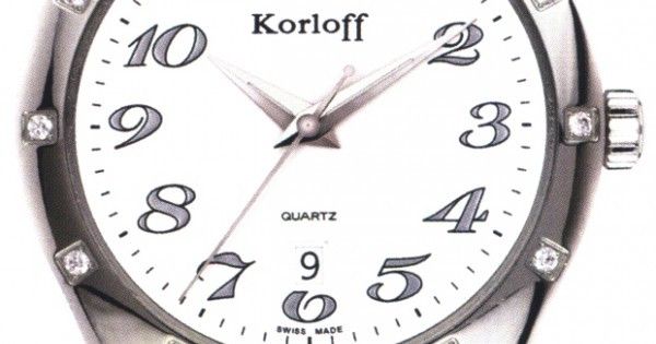Часы наручные Korloff CQK42/269 кварцевые, 12 бриллиантов, черный ремешок из кожи теленка, унисекс