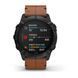 Смарт-часы Garmin Fenix 6X Sapphire черные с DLC-покрытием и каштановым кожаным ремешком