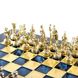 S3BLU Manopoulos Greek Roman Period chess set with gold-silver chessmen/Blue chessboard 28cm 4