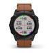 Смарт-часы Garmin Fenix 6X Sapphire черные с DLC-покрытием и каштановым кожаным ремешком