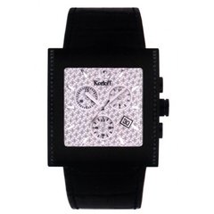 Часы наручные женские Korloff KCQ3/M9, кварцевый хронограф, 56 черных бриллиантов, ремешок из кожи аллигатора