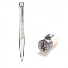 Кулькова ручка Parker URBAN Premium Pearl Metal Chiselled BP 21 232Б_TR Тризуб на торці