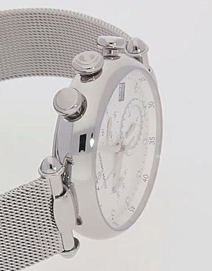 Часы-хронограф наручные женские Claude Bernard 10216 3 APN1 на "кольчужном" браслете, кварц, камни Swarovski