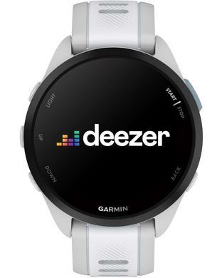 Смарт-годинник Garmin Forerunner 165 Music, силіконовий ремінець кольору туманно-сірий/білий камінь