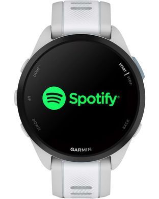 Смарт-годинник Garmin Forerunner 165 Music, силіконовий ремінець кольору туманно-сірий/білий камінь