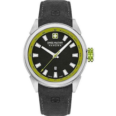 Часы наручные мужские Swiss Military-Hanowa 06-4321.04.007 кварцевые, черный ремешок из кожи, Швейцария