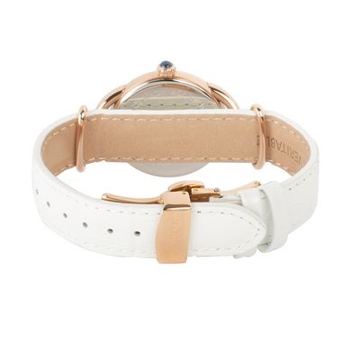 Часы наручные женские Aerowatch 07977 RO02 кварцевые с бриллиантом и узором "Чайные листья", белый ремешок