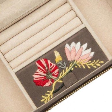 Скринька для аксесуарів Wolf з оксамиту серії Zoe коричнева, квіткова вишивка (Великобританія)