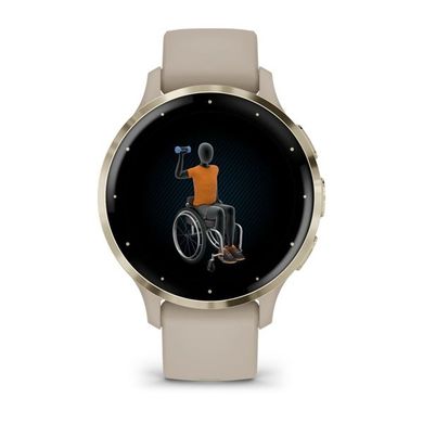 Смарт-годинник Garmin Venu 3s, сталевий золотистий безель з корпусом французького сірого кольору та силіконовим ремінцем