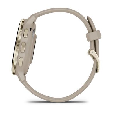 Смарт-часы Garmin Venu 3s, стальной золотистый безель с корпусом французского серого цвета и силиконовым ремешком