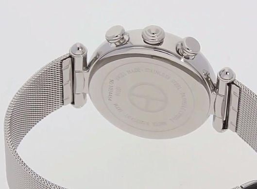 Часы-хронограф наручные женские Claude Bernard 10216 3 APN1 на "кольчужном" браслете, кварц, камни Swarovski