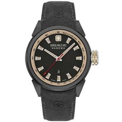 Часы наручные мужские Swiss Military-Hanowa 06-4321.13.007.14 кварцевые, черный ремешок из кожи, Швейцария