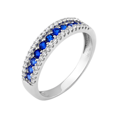 Серебряное кольцо с разноцветной дорожкой