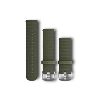 Ремешок Garmin для часов Forerunner 245/645/Vivoactive/Vivomove (20 мм) силиконовый зеленый с серебристой застежкой