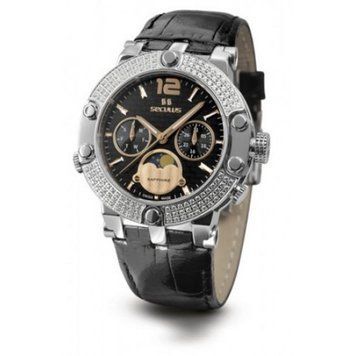 Наручные часы 1690-5-706 black-rose, ss with stones, black leather (Seculus)