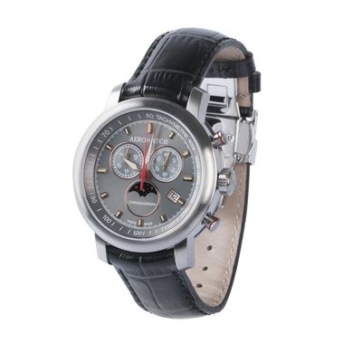 Часы наручные мужские Aerowatch 84936 AA06 кварцевые с хронографом и тахиметром, тисненый ремешок
