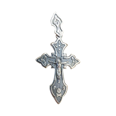 Хрестик срібний релігійний з чорнінням