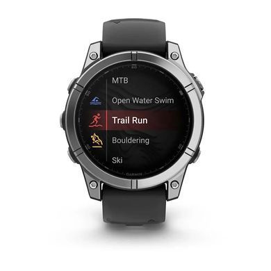 Смарт-годинник Garmin Fenix E &ndash; 47 мм, AMOLED, нержавіюча сталь з чорним силіконовим ремінцем