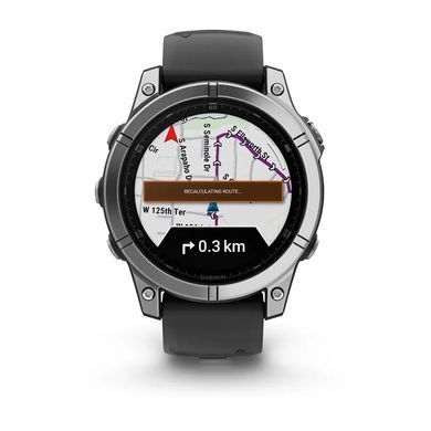 Смарт-годинник Garmin Fenix E &ndash; 47 мм, AMOLED, нержавіюча сталь з чорним силіконовим ремінцем
