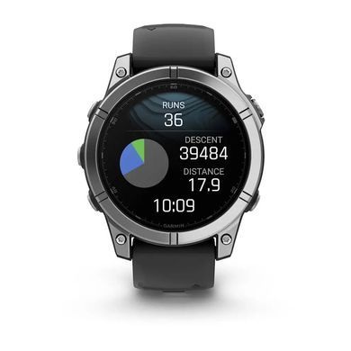Смарт-годинник Garmin Fenix E &ndash; 47 мм, AMOLED, нержавіюча сталь з чорним силіконовим ремінцем