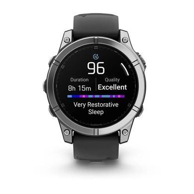 Смарт-годинник Garmin Fenix E &ndash; 47 мм, AMOLED, нержавіюча сталь з чорним силіконовим ремінцем