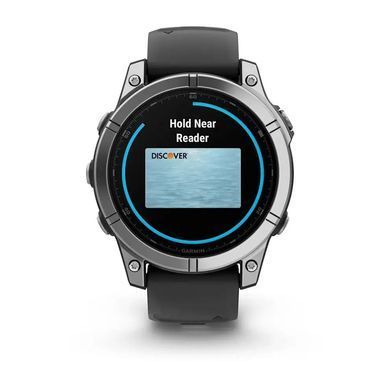 Смарт-годинник Garmin Fenix E &ndash; 47 мм, AMOLED, нержавіюча сталь з чорним силіконовим ремінцем