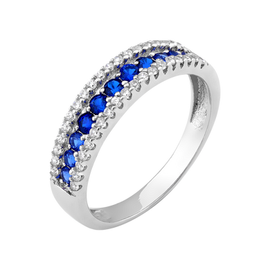 Серебряное кольцо с разноцветной дорожкой