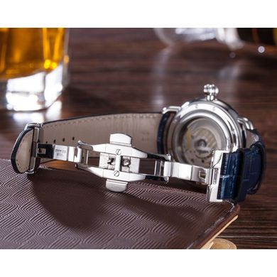Часы наручные мужские Aerowatch 76983 AA01, механика с автоподзаводом, малая секунда, синий ремешок