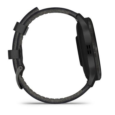 Смарт-годинник Garmin Venu 3, безель з нержавіючої сталі з чорним корпусом та чорним шкіряним ремінцем